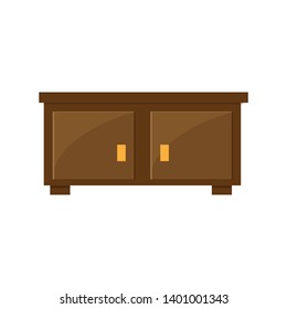 Vector illustration of nightstand, flat icon. Element of modern home and office furniture. Front view. 