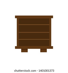 Vector illustration of nightstand, flat icon. Element of modern home and office furniture. Front view. 