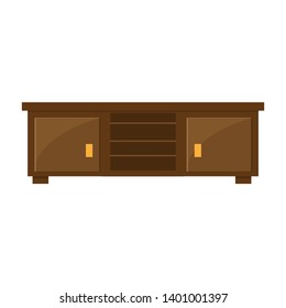 Vector illustration of nightstand, flat icon. Element of modern home and office furniture. Front view. 