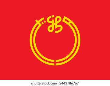 Ilustración vectorial de la bandera de la prefectura de Niigata aislada sobre fondo azul claro. Bandera de la prefectura de Niigata con códigos de color. Lo más cerca posible del original. listo para usar, fácil de editar.