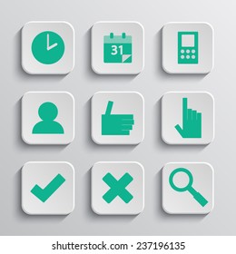 Vector illustration of nine apps paper icon set 