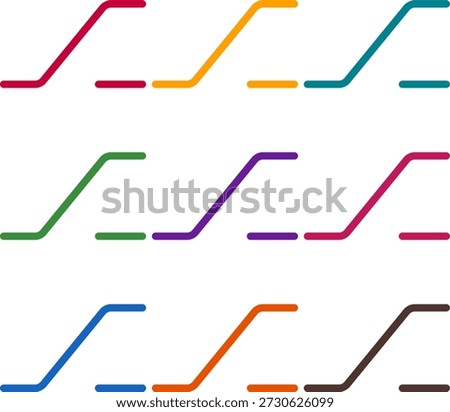 Vector illustration of nine colorful alt, rendered in a clean duotone style with bold outlines