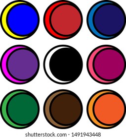 Vector illustration of nine colorful eclipses