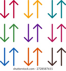 Ilustración vectorial de nueve colores sort alt, renderizado en un estilo de duotono limpio con contornos audaces