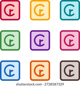 Ilustração vetorial de nove colorido cruzeiro quadrado, renderizado em um estilo duotônico limpo com contornos ousados