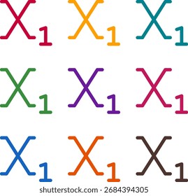 Vector illustration of nine colorful subscript, rendered in a clean duotone style with bold outlines