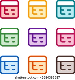 Vector illustration of nine colorful table tree, rendered in a clean duotone style with bold outlines