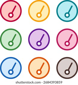 Ilustração vetorial de nove taquímetro colorido rápido, renderizado em um estilo duotônico limpo com contornos em negrito