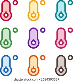 Ilustração vetorial de nove baixas temperaturas coloridas, renderizada em um estilo duotônico limpo com contornos em negrito