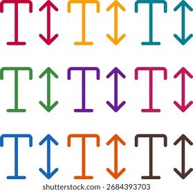 Ilustración vectorial de nueve textos de colores altos, en un estilo duotono limpio con contornos en negrita
