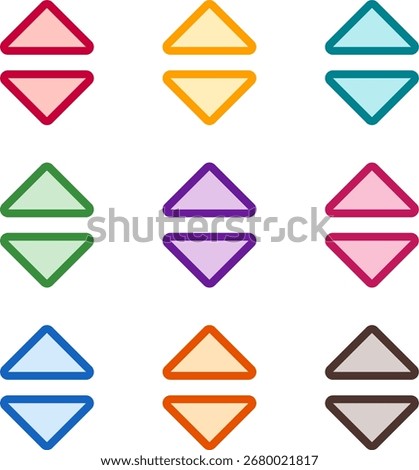 Vector illustration of nine colorful unsorted, rendered in a clean duotone style with bold outlines