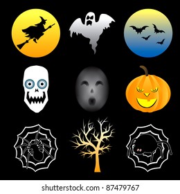 Vector Illustration of nine different Halloween icons.