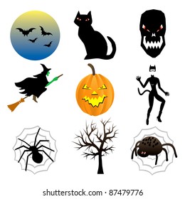 Vector Illustration of nine different Halloween icons.