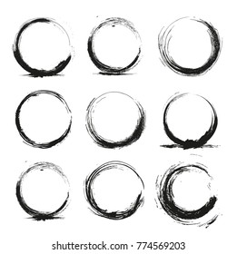 Vector illustration of nine grungy circles as design elements