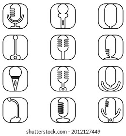 vector illustration of nine microphone icons, great for podcasts and digital needs or video content