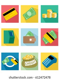 Vector illustration of nine payment icons