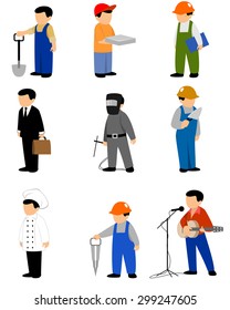 Vector illustration of a nine professions set