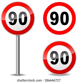 Vector illustration of ninety regulation sign on white background