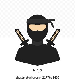 Vector illustration of Ninja Avatar in color on a transparent background (PNG). EPS Vector