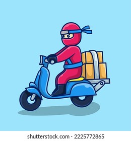 vector illustration of ninja courier delivery goods, good design to use for your business
