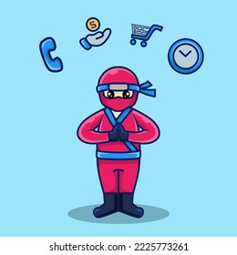 vector illustration of ninja courier delivery goods, good design to use for your business