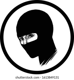 vector illustration of a ninja head, can be an icon.