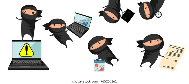 Vector illustration of ninja, helps in business