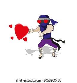 ilustración vectorial de un ninja enamorado