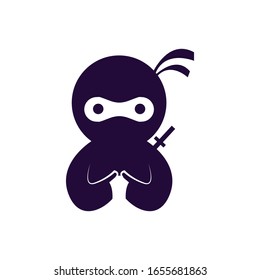 vector illustration or ninja mascot playing the game in an outline style