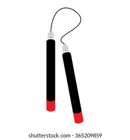 Vector illustration ninja nunchaku weapon. Nunchaku flat icon. The traditional japanese martial arts weapon