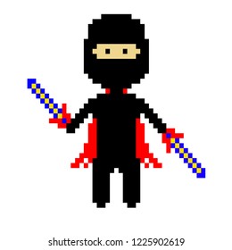 vector illustration of ninja in pixel