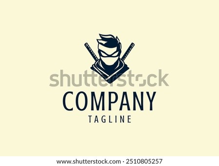 Vector illustration of Ninja Silhouette Logo Design