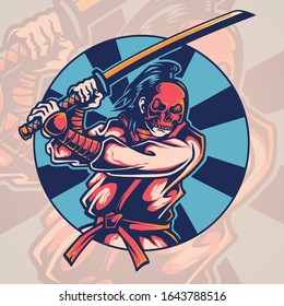 Ilustración vectorial de la máscara de cráneo ninja