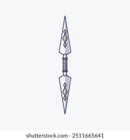 Ilustración vectorial de arma ninja cuchillo kunai, aislado sobre fondo blanco.
