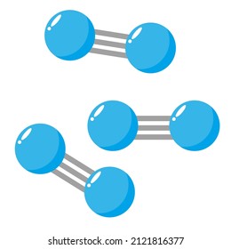 Ilustración vectorial de moléculas Nitrogen o N2, para logotipos, símbolos, signos, botones. Química, ciencia. estructura