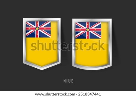 Vector Illustration of NIUE Label Logo. NIUE Badge Sign NIUE With Flag, Aruban Product Niuean Label Banners Template.