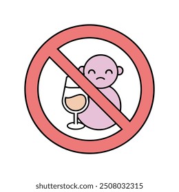 Vector Illustration of No Alcohol Sign - Cartoon, Clipart, and Line Art Design for Dry Period Awareness
