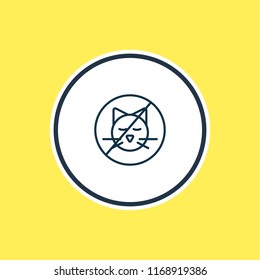 Vector illustration of no animals icon line. Beautiful travel element also can be used as stop cat icon element.
