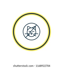 Vector illustration of no animals icon line. Beautiful vacation element also can be used as stop cat icon element.
