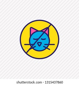 Vector illustration of no animals icon colored line. Beautiful vacation element also can be used as stop cat icon element.