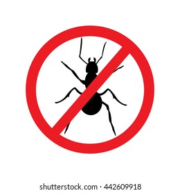 Vector illustration no ant sign, symbol. Insect prohibition sign, ant prohibition sign.