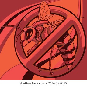 Vector illustration of No Bee or Wasp Sign on White Background