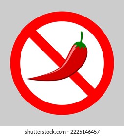 Vector illustration of no chilli allowed sign on gray background.