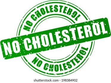 Vector illustration of no cholesterol green stamp on white background