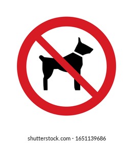 Vector illustration no dogs allowed. Vector icon dog prohibition sign isolated on white background. Prohibition sign.