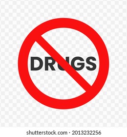 Vector illustration of no drugs icon in dark color and transparent background(png)