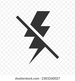 Ilustración vectorial de ningún icono de electricidad en color oscuro y fondo transparente (png).