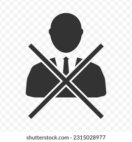 Vector illustration of no employee icon in dark color and transparent background(PNG).