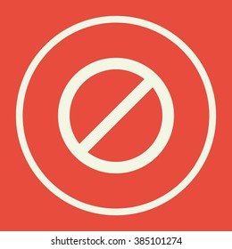 Vector illustration of no entry icon on red background