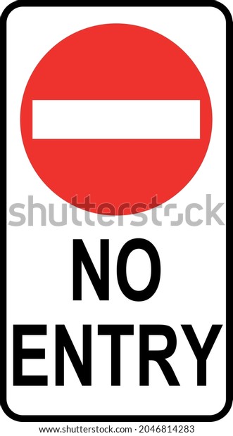 Vector Illustration Of No Entry Traffic\
Roadsign. Red And Black Drawing Of Traffic Information Sign,\
Isolated On White\
Background.